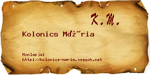 Kolonics Mária névjegykártya